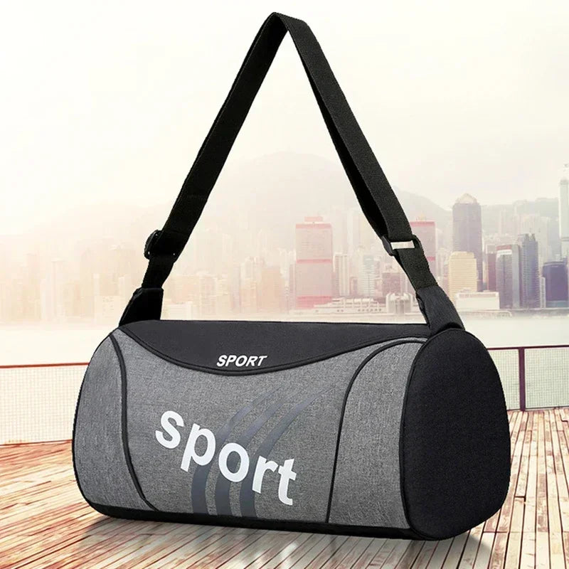 Waterproof Nylon Cylinder Sports Gym Bag - Lightweight Casual Duffel Bag for Men & Women