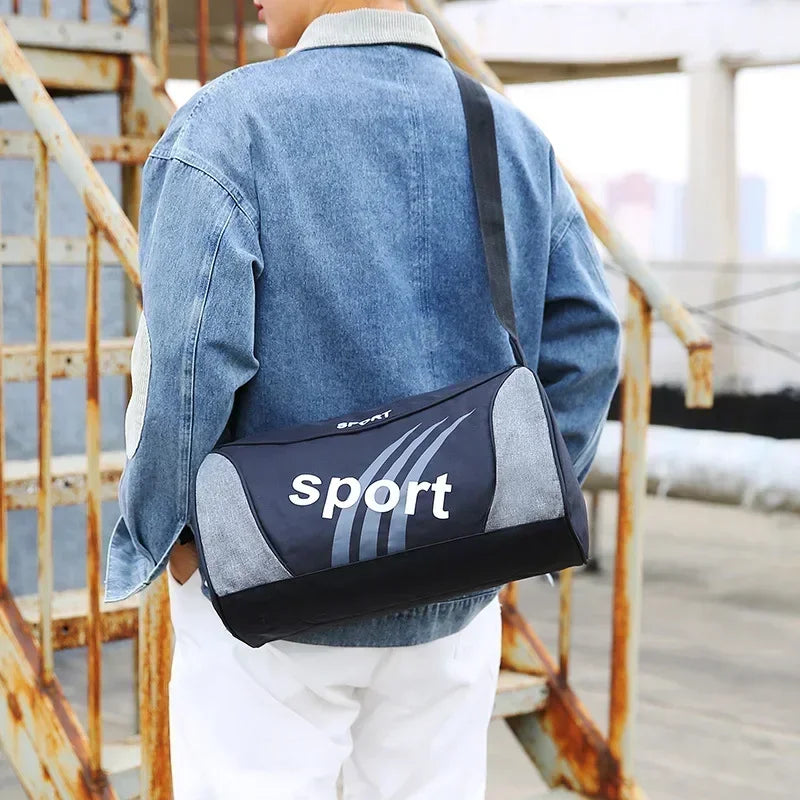 Waterproof Nylon Cylinder Sports Gym Bag - Lightweight Casual Duffel Bag for Men & Women
