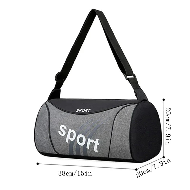 Waterproof Nylon Cylinder Sports Gym Bag - Lightweight Casual Duffel Bag for Men & Women
