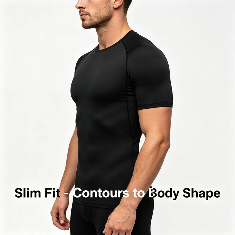 CoreShield Men's Compression Gym Shirt - Quick-Dry Athletic Workout Tee