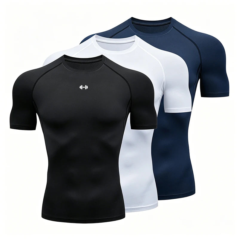 CoreShield Men's Compression Gym Shirt - Quick-Dry Athletic Workout Tee